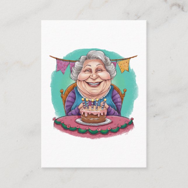 Carte De Visite Cadeau de gâteau d'anniversaire de grand-mère mign (Devant)