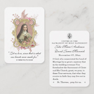 Carte De Visite Cadeau de mariage catholique Sainte Thérèse Roses 