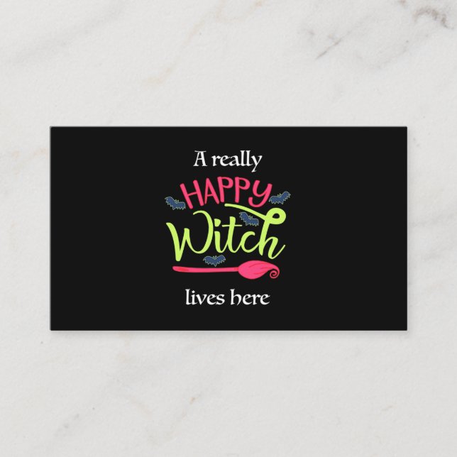 Carte De Visite Cadeau Halloween | Une Sorcière Vraiment Heureuse  (Devant)