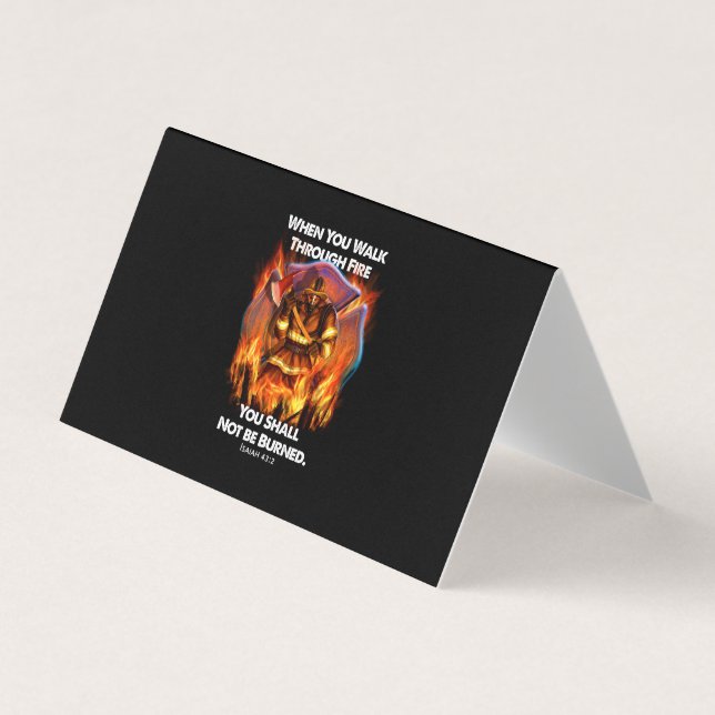 Carte De Visite Cadeau pompier | Quand vous traversez le feu (Devant)