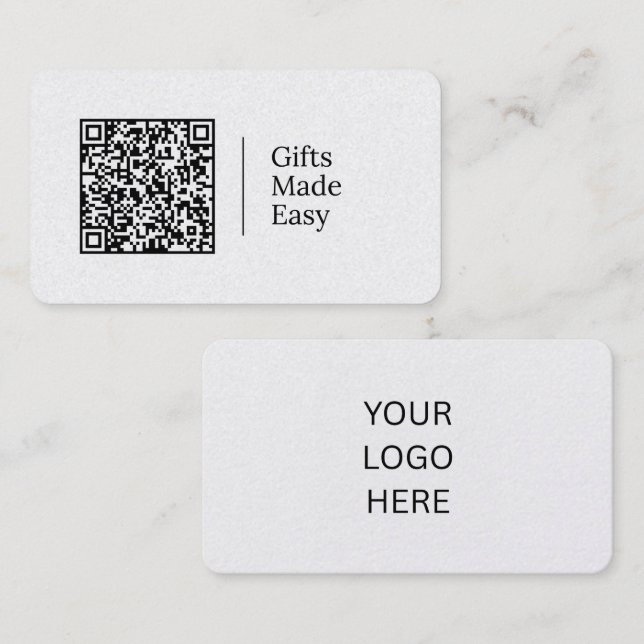Carte De Visite Cadeaux Faciles | Code QR et logo personnalisables (Devant / Derrière)