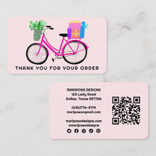 Carte De Visite Cadeaux Vélo Rose Client Commander Merci QR Code