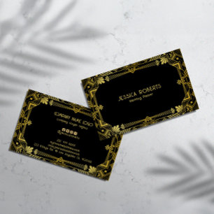 Carte De Visite Cadre Art Déco doré sur fond noir