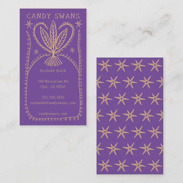 Carte De Visite Cadre Botanique Whimsical Unique Boho Personnalisé (Devant / Derrière)