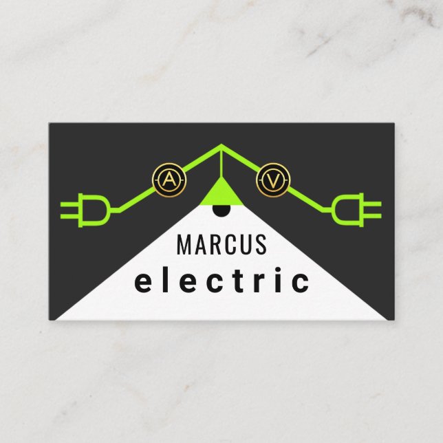 Carte De Visite Cadre de câblage électrique vert sur le toit (Devant)