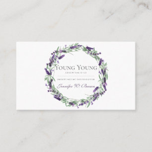 Carte De Visite Cadre de cercle de lavande violet floral élégant