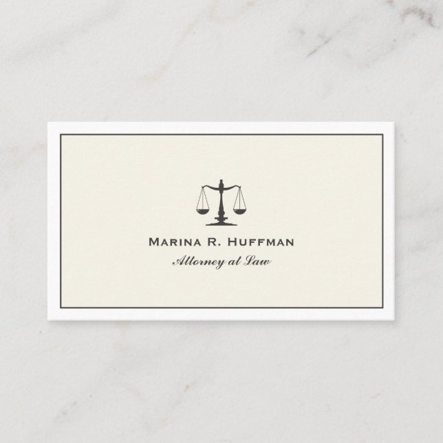 Carte De Visite Cadre de crème Avocat Barre de justice Professionn (Devant)