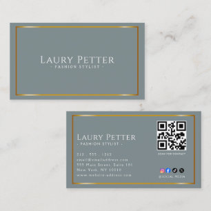 Carte De Visite cadre de feuille d'or Code QR professionnel