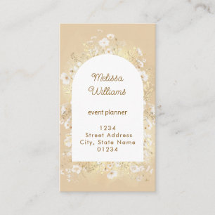 Carte De Visite cadre de fleurs beige