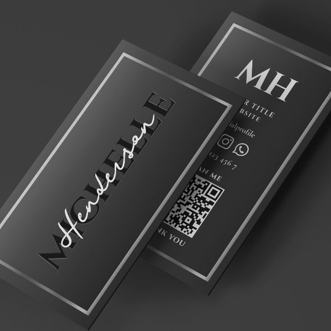 Carte De Visite Cadre de luxe professionnel noir et argent (Professional Luxury Black Silver Frame Border Business Card
)