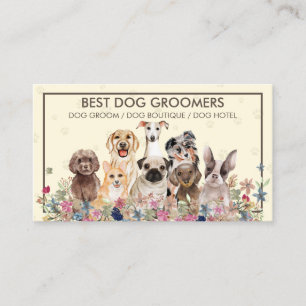 Carte De Visite Cadre de pattes de chiens jaune mignon animal de c