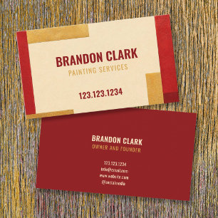 Carte De Visite Cadre de peinture à blocs de couleur rouge foncé e