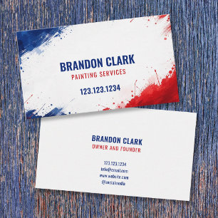 Carte De Visite Cadre de peinture éclaboussé de bleu et de rouge p