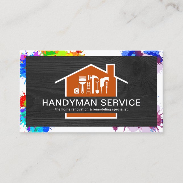 Carte De Visite Cadre de peinture en bois noir (Devant)