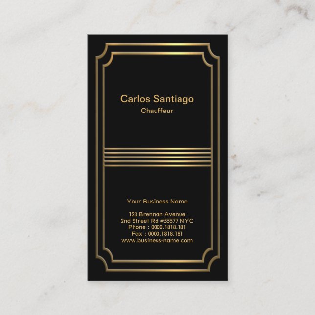 Carte De Visite Cadre de photos en or exquis Chauffeur moderne (Devant)
