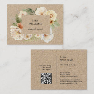 Carte De Visite Cadre de roses à l'aquarelle Kraft