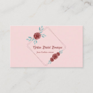 Carte De Visite Cadre de roses modifiables Boutique de mariage
