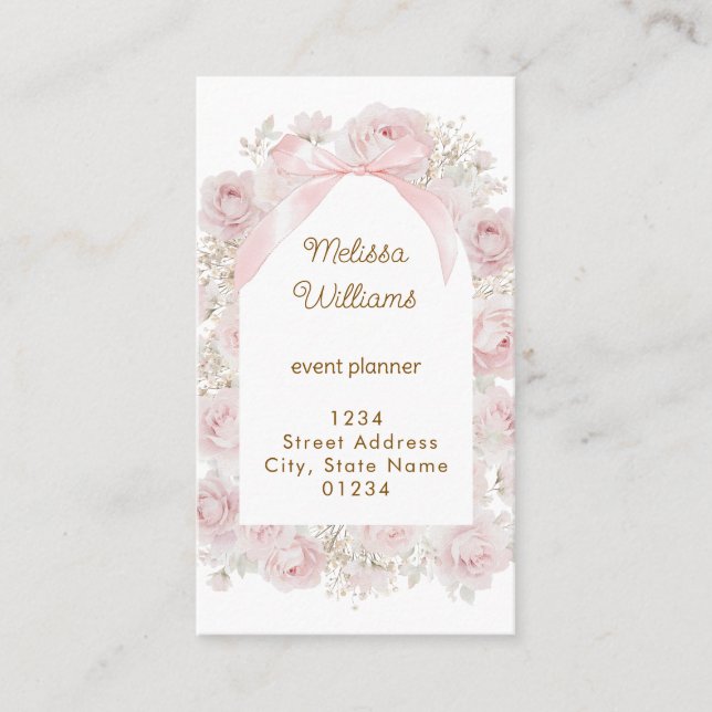 Carte De Visite cadre de roses roses (Devant)