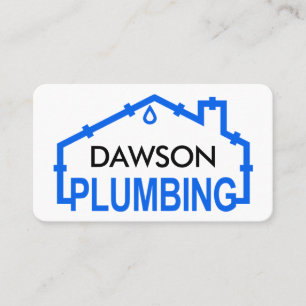 Carte De Visite Cadre de tuyau de maison de PLUMBING bleu