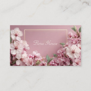 Carte De Visite Cadre doré floral à élégante floraison rose de cer