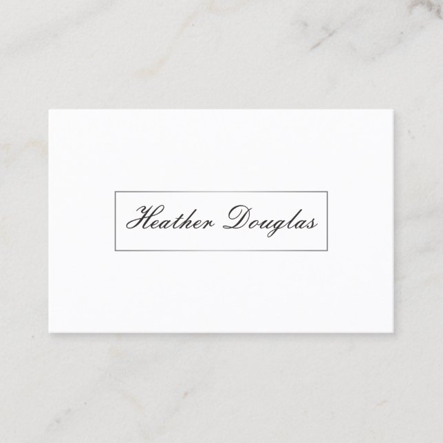Carte De Visite Cadre en argent / Typographie cursive (Devant)