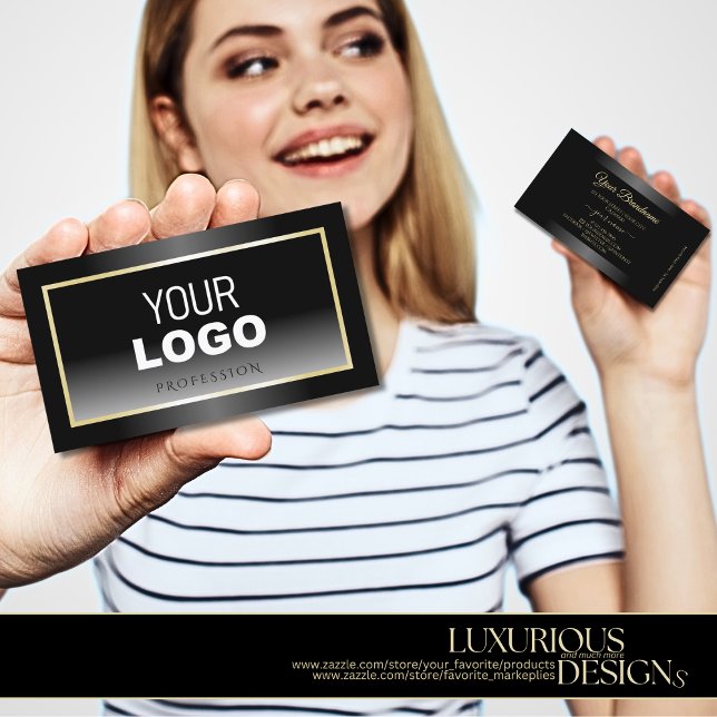 Carte De Visite Cadre et logo de Champagne blanc noir (Créateur téléchargé)