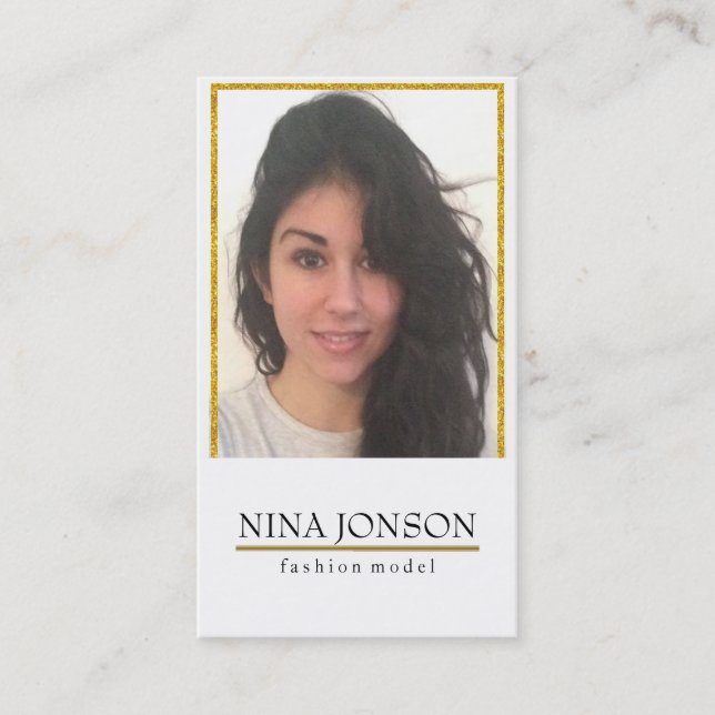 Carte De Visite Cadre Et Photo Parties scintillant Or (Devant)