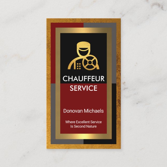 Carte De Visite Cadre exclusif de chauffeur en or Driver (Devant)