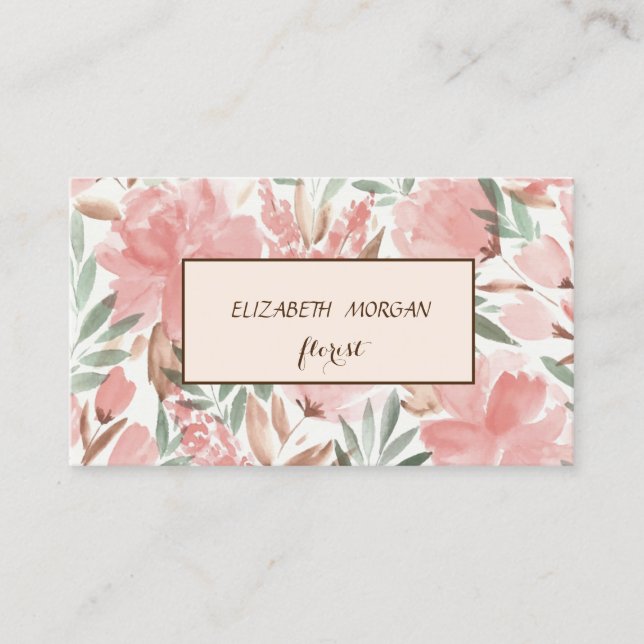 Carte De Visite Cadre Floral Chic Moderne (Devant)