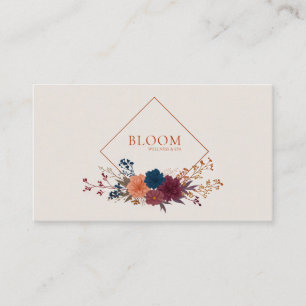 Carte De Visite Cadre floral tons de joaillerie et diamant cuivre