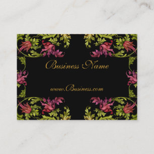 Carte de visite cadre floral vintage noir or rose