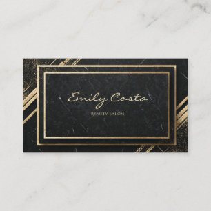 Carte De Visite Cadre géométrique Art déco en marbre noir luxe dor