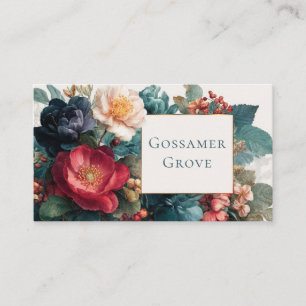 Carte De Visite Cadre gothique vintage floral rouge sarcelle or ro
