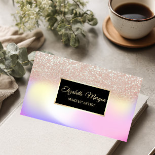 Carte De Visite Cadre Holographique Ombré Pailleté Élégant