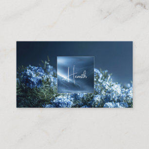 Carte De Visite Cadre Lumineux de Montagne Brumeuse à Fleurs Bleu 