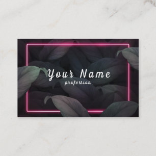 Carte De Visite Cadre néon rose sur feuilles tropicales vecteur
