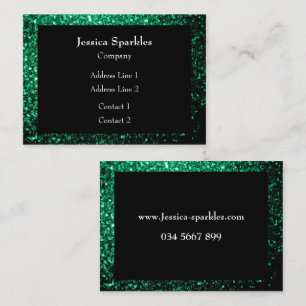 Carte De Visite Cadre noir avec paillettes vert émeraude