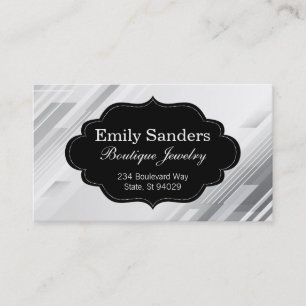 Carte De Visite Cadre noir élégant   Blanc gris Abstrait