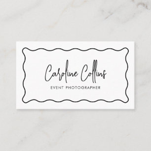 Carte De Visite Cadre ondulé moderne, code qr, photographie