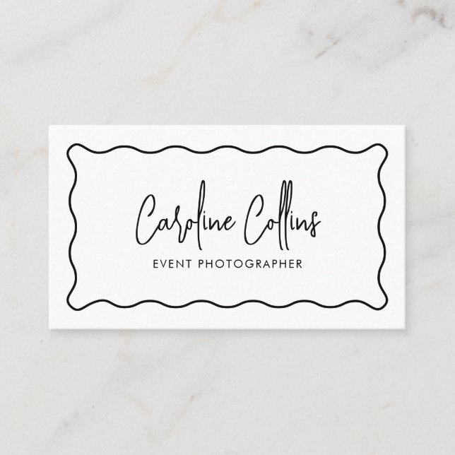 Carte De Visite Cadre ondulé moderne, code qr, photographie (Devant)