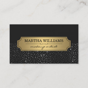 Carte De Visite Cadre Or avec points métalliques Motif Noir