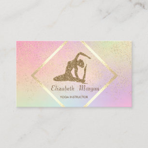 Carte De Visite Cadre Or Moderne, Confetti, Fille de Yoga