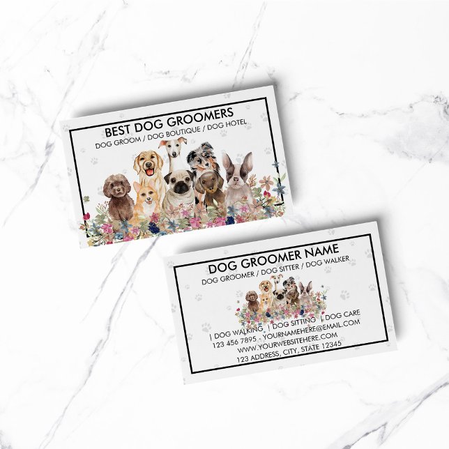 Carte De Visite Cadre pour pattes de chiens transparent (pet animal dog cat veterinary farm)