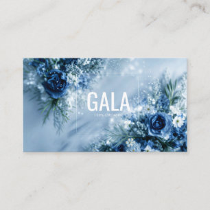Carte De Visite Cadre propre Blue Rose Floral Icy Silver Sparkle