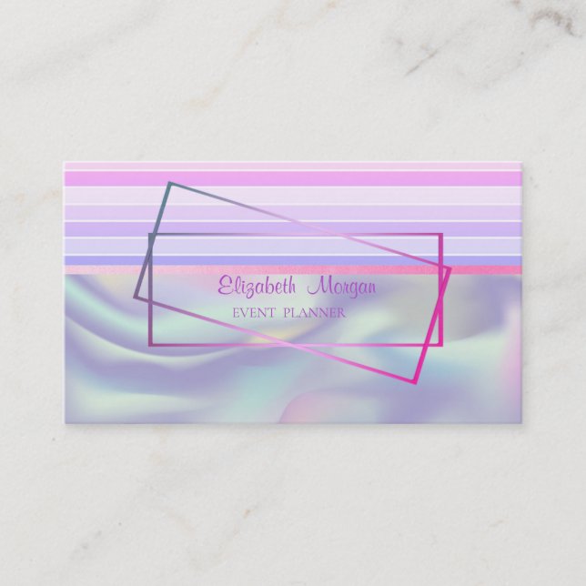Carte De Visite Cadre rayé holographique élégant moderne (Devant)