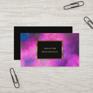 Carte De Visite Cadre rose pourpre d'or d'éclaboussure
