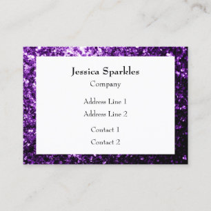 Carte De Visite Cadre scintillant de fausses paillettes violet fon