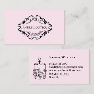 Carte De Visite Cadre Vintage Féminin Bougie Artisanale Rose