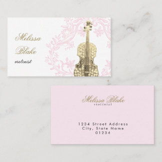 Carte De Visite cadre vintage violoniste rose