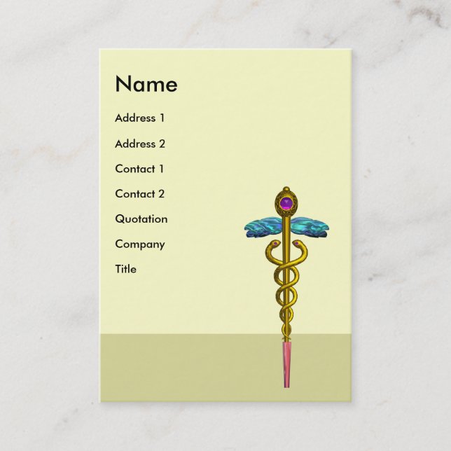 Carte De Visite CADUCÉE, améthyste or vibrant (Devant)